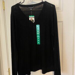 Katherine Barclay V-Neck Sweater, 100% Merino Wool, XL, NWT